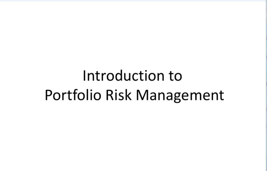 portfolio risk management代写 