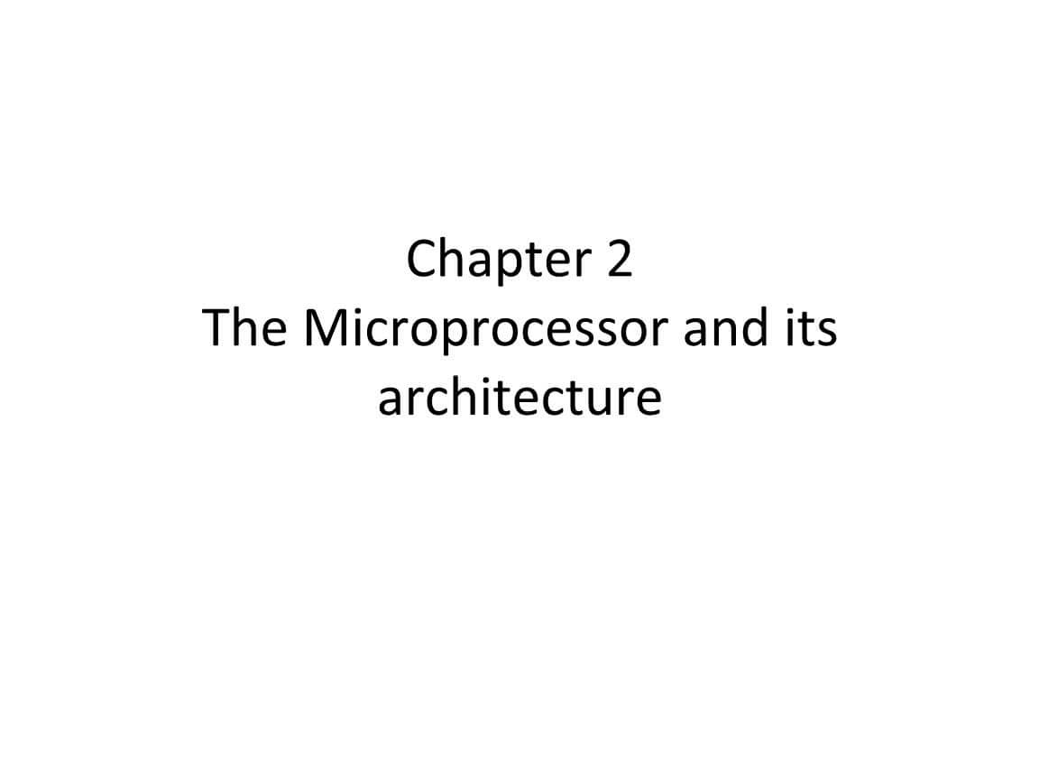 Microprocessor Architecture1代写